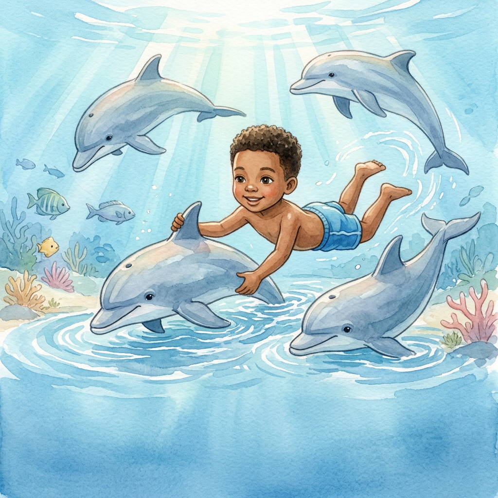 Cover of Mark swims with dolphins!